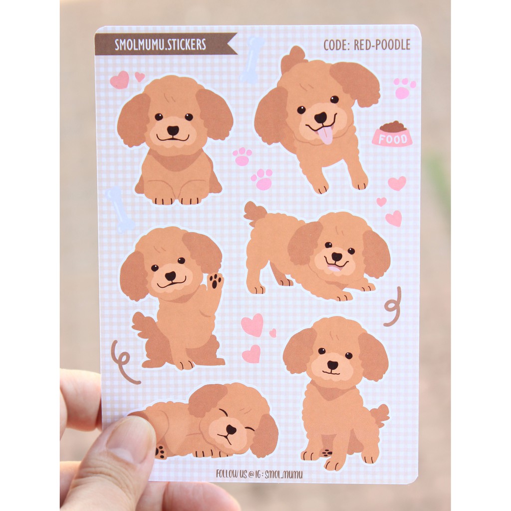 

Sticker Pet Dog Puppy Red Poodle BUJO Cute