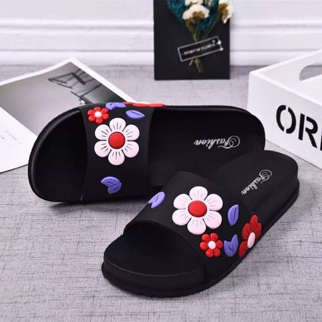 Sandal wanita bunga 3D BATAM motif timbul