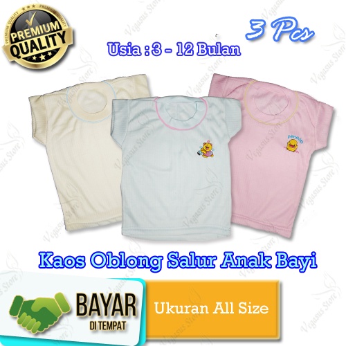 3Pcs Kaos Oblong Salur Bayi Unisex,Boy/Girl 0-3 Dan 12 Bulan-Vegasus Store(COD)