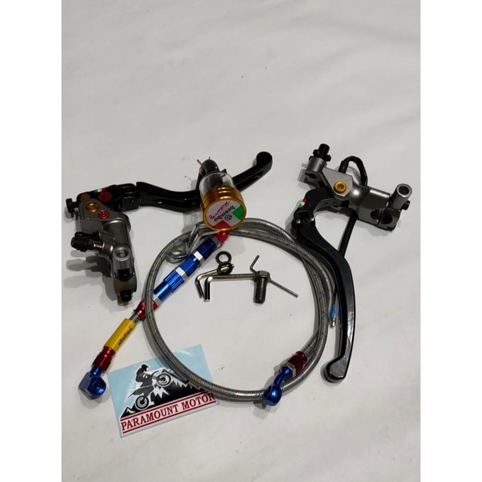 Paket Variasi motor - Tabung Master Rem Izumi + Selang Rem Depan Serat Karbon 95Cm Universal megapro,beat,scoopy,mio,vario,nmax,aerox,tiger,pcx,vario,jupiter,cbr,ninja,satgria,fu,soul,spacy,klx,rxking,fino,karbu,tiger,vixion,genio slang carbon