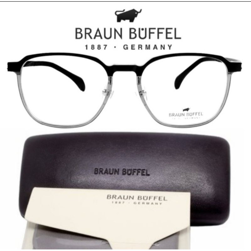 Kacamata Frame Pria Dan Wanita Braun Buffel 29217 Col.809 Black - ORIGINAL