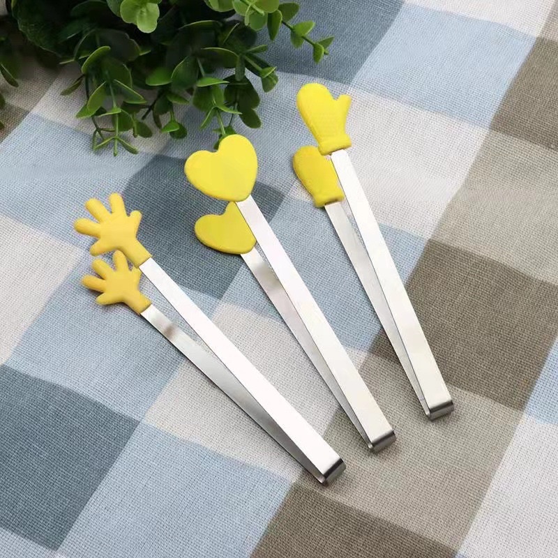 Food tongs pingset snack jepit camilan snack stainless dengan ujung silikon jepit cemilan