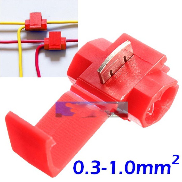 MERAH SNAP LOCK Quick Splice Wire Connector Jumper Kabel Kupas Lipat