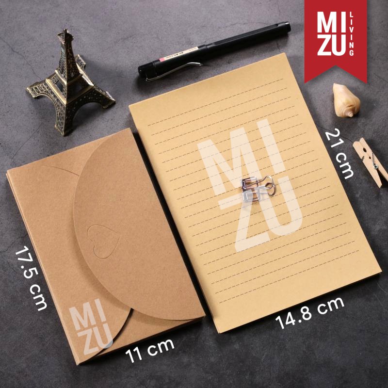 MIZU RABURETA Heart Envelope Letter Stationery Set Amplop Hati Surat