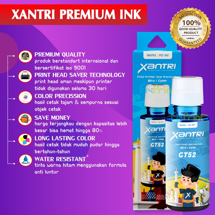 Tinta Premium Xantri GT53 GT51 Black GT52 Cyan Magenta Yellow Compatible Printer HP 115 315 415 515