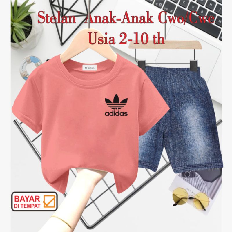 ((IB))SETELAN ANAK UNISEX SEMI JEANS/4D1DAZ DIGITAL SABLON