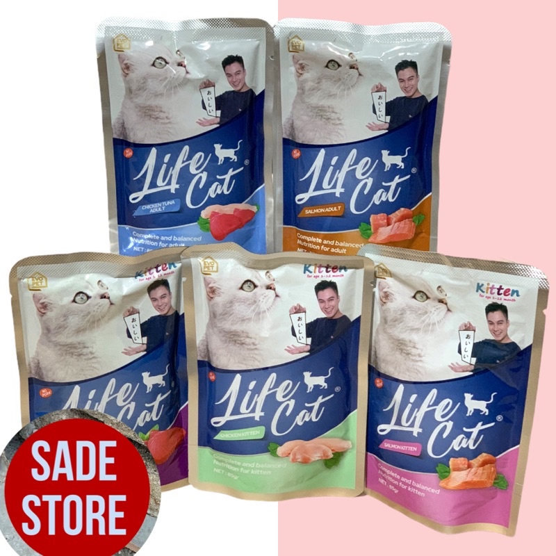 Promo LIFE CAT SACHET 85gr Kitten dan Adult Baim Wong Makanan Anak