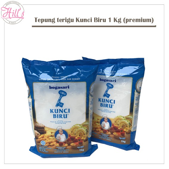 

TEPUNG TERIGU KUNCI BIRU 1 kg ( PREMIUM ) / BOGASARI PROTEIN RENDAH 1000 gr