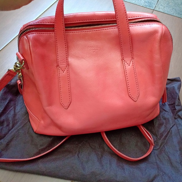 SOLD Tas Fossil Sidney Satchel Tomato Preloved