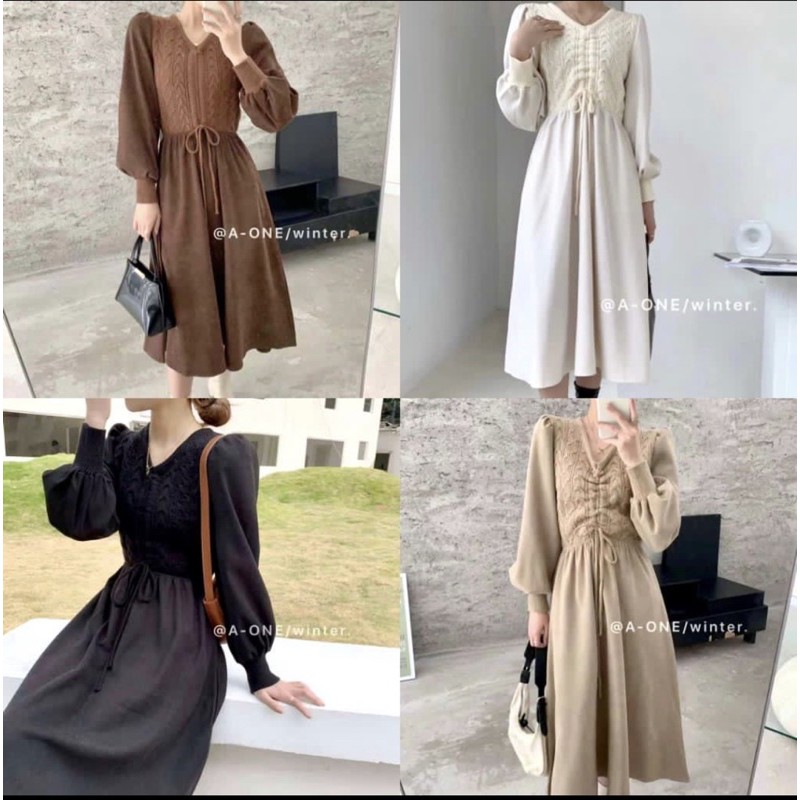 tunik kombinasi rajut import