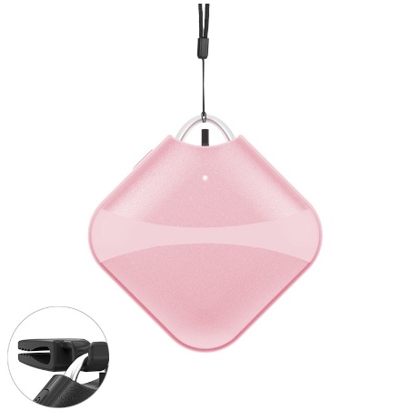 Personal Wearable Air Purifier Necklace Mini Portable Air Freshner Ionizer Negative Ion Low Noise for Adults Kids-Merah Jambu