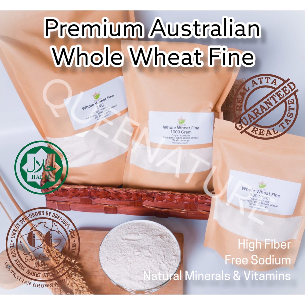 Australian Whole Wheat/ Gandum Utuh halus Australia 1Kg Queenature