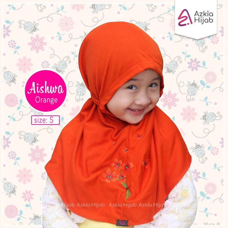 Aishwa || size SS (size 1) jilbab anak / bayi || usia 0 bulan - 6 bulan new azkia hijab-Orange