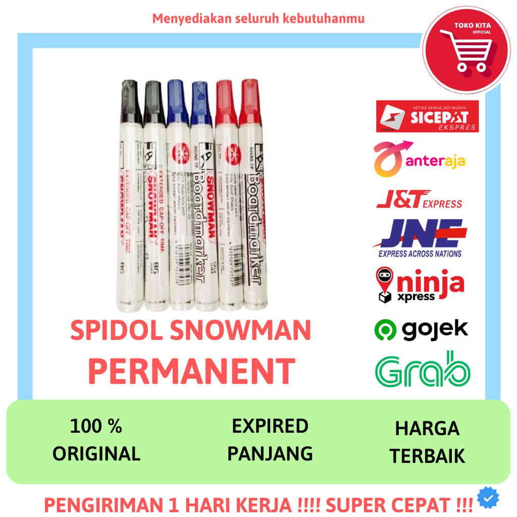

SPIDOL SNOWMAN MARKER PERMANENT PERMANEN SPIDOL WHITEBOARD ALAT TULIS SPIDOL HITAM MERAH BIRU
