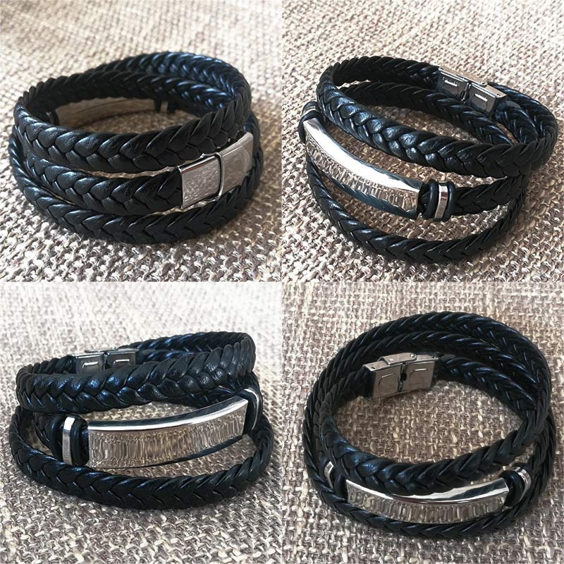 Gelang Multilayer Bahan Kulit Gaya Retro Hip-hop Untuk Pria