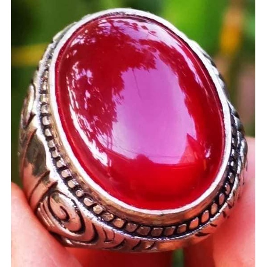 BATU CINCIN YAMAN AHMAR MERAH CARNELIAN KRISTAL BIG SIZE LENGKAP MEMO SGR GEMS LAB