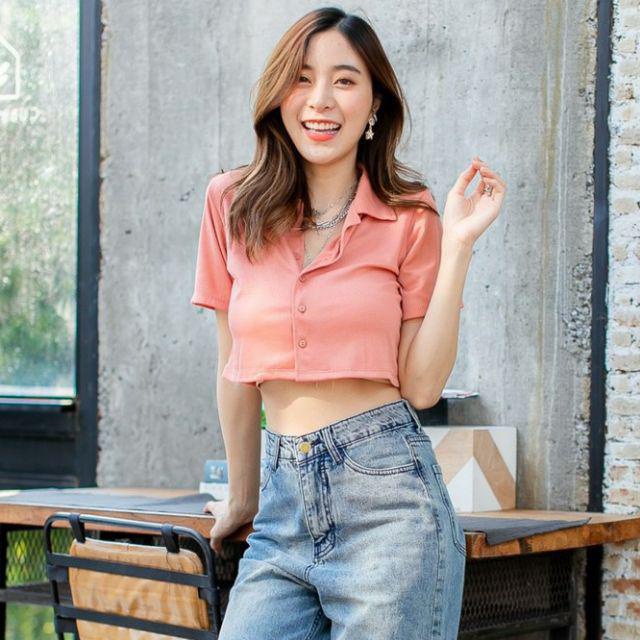 BEFAST - ZEC OOTD Wanita Atasan Crop LILYTH / Collar Crop Shirt / Atasan Wanita / Kaos Crop Kekinian