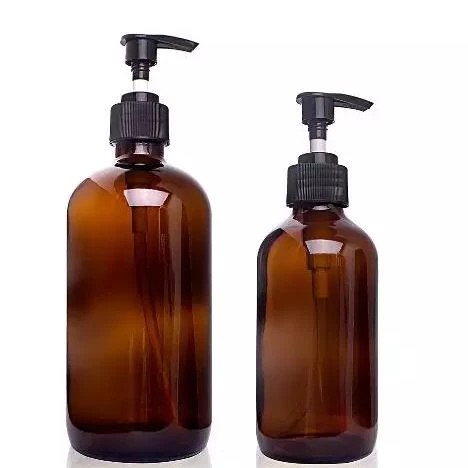 Botol Pump Kaca  Amber 250ml/500ml/1000ml, Botol Pump Lotion kaca amber tebal