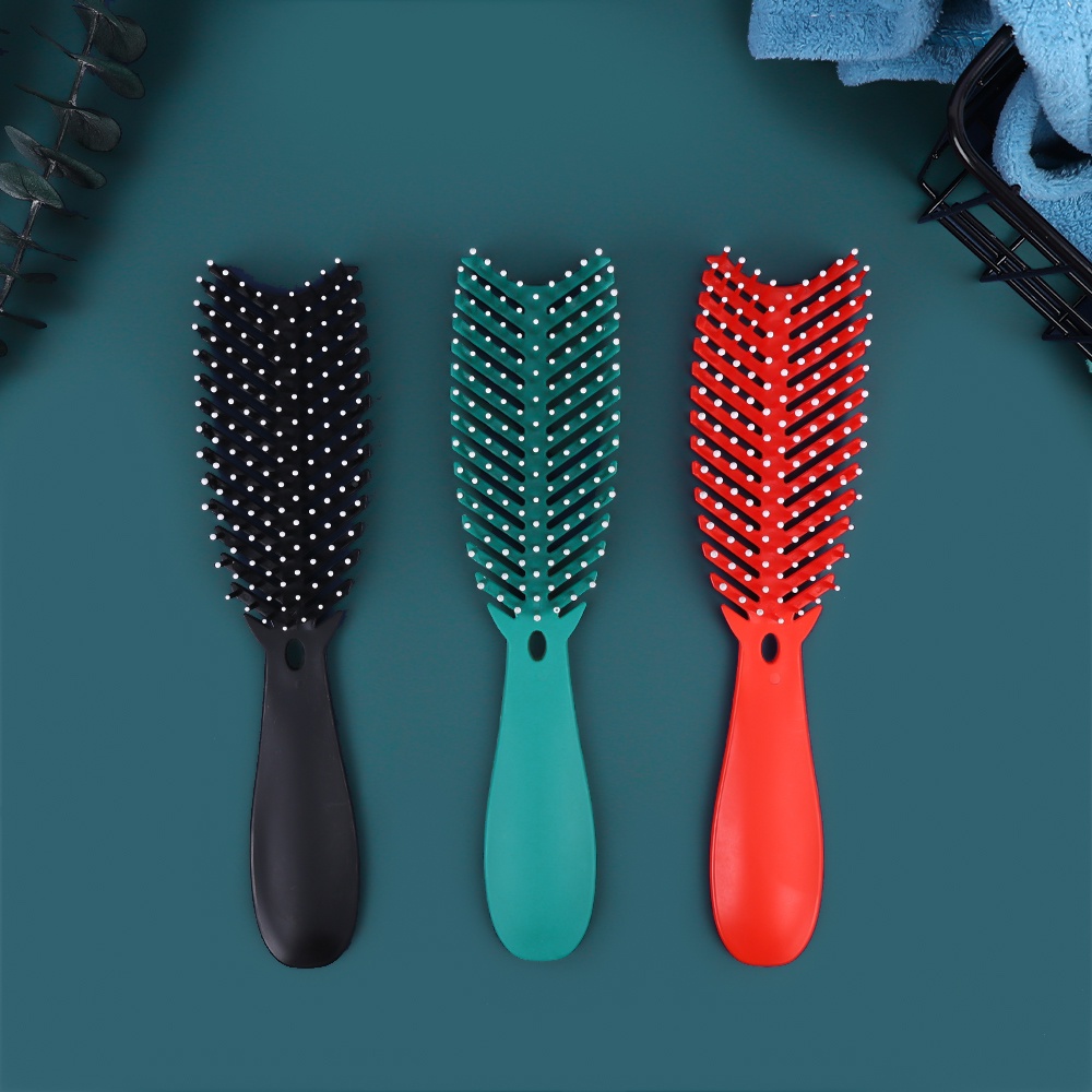 Sisir Pijat Kulit Kepala Bentuk Tulang Ikan Universal Ultra Lembut Untuk Alat Styling Rambut Kering / Basah