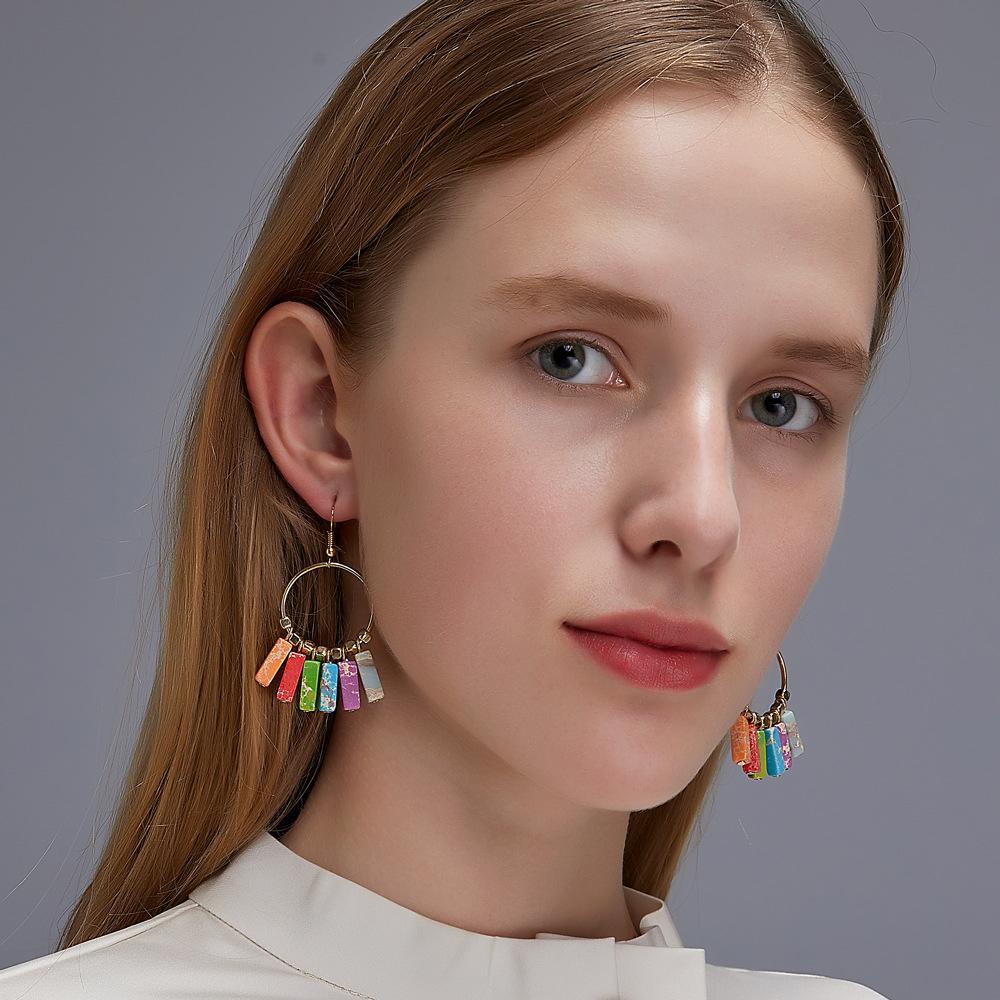 Needway Rainbow Anting Fashion Wanita Manis Awan Alloy Gaya Boho Perhiasan