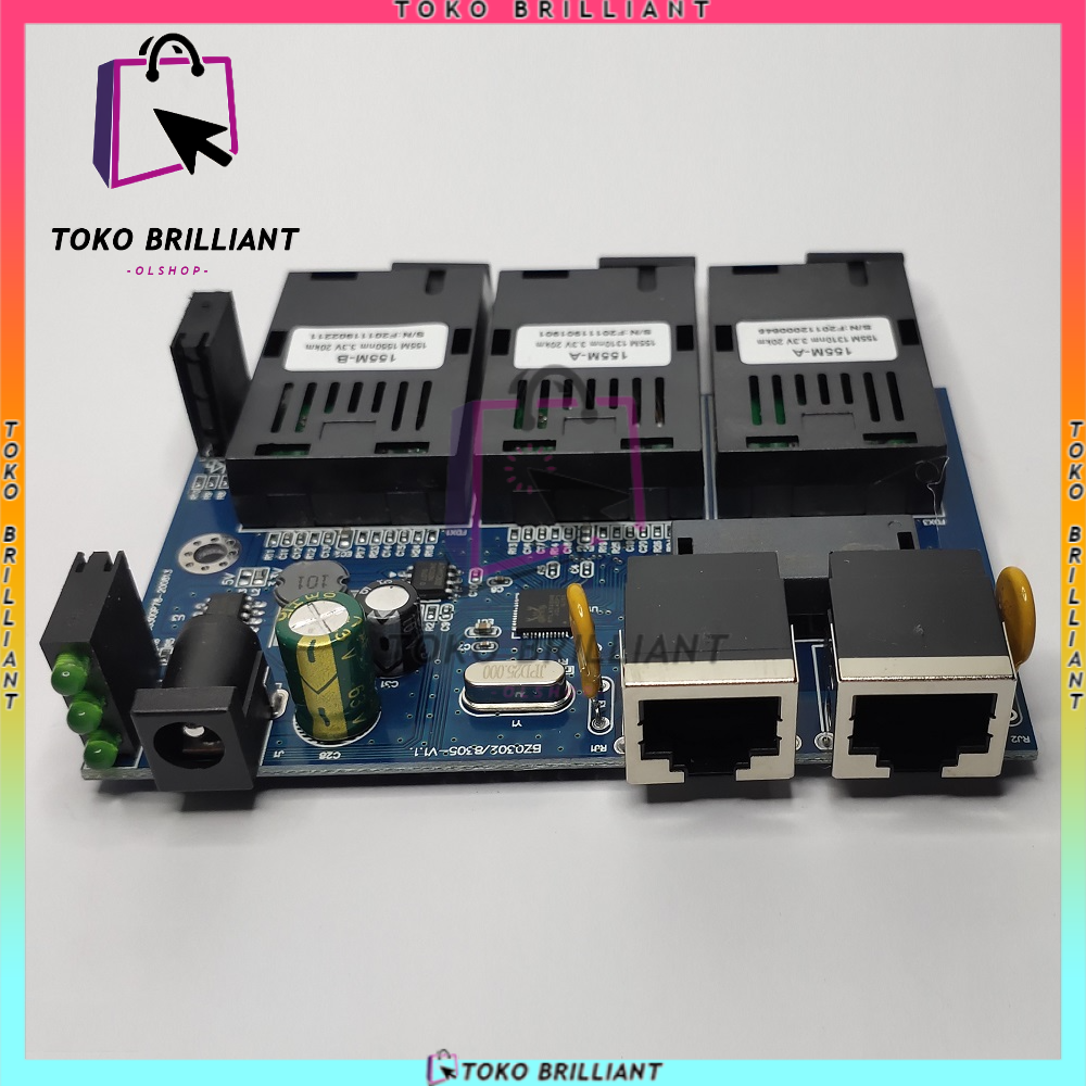 [BISA COD] Switch Ethernet Media Fiber Optik Mode Tunggal 3sc2rj-AAB-PCB ASLI