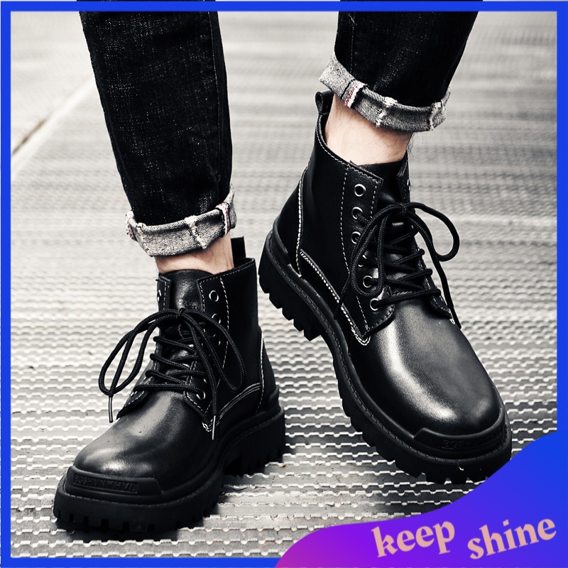 Sepatu Boots Pria Kulit Import 48 Large Size Martin Boots Genuine Leather Men Boots High Quality Ank