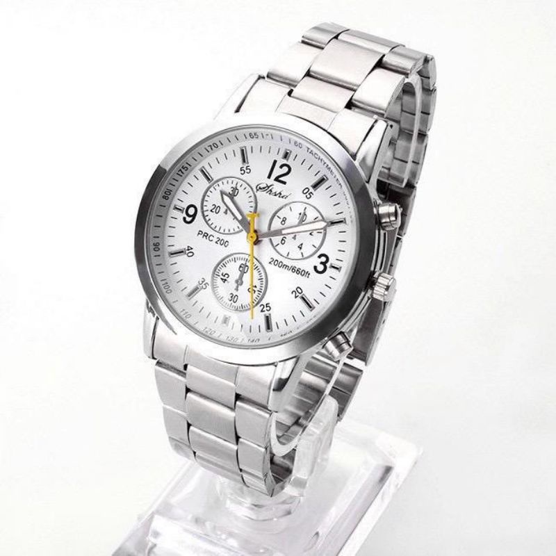 Jam Tangan Pria dan Wanita Sport Chrono Rariasi Rantai Geneva Jam Tangan Stainless Steel Jam Tangan Pria Murah