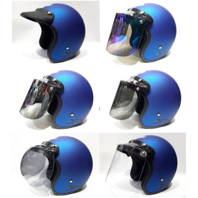 Helm Bogo Retro Jpn Biru Victory Doff
