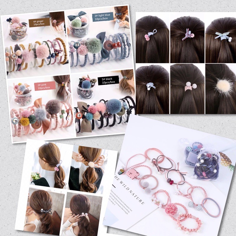 (P) Ikat Rambut 1Set / Fashion Hair bands Korean Style / ikat rambut ala Korea / karet fashion