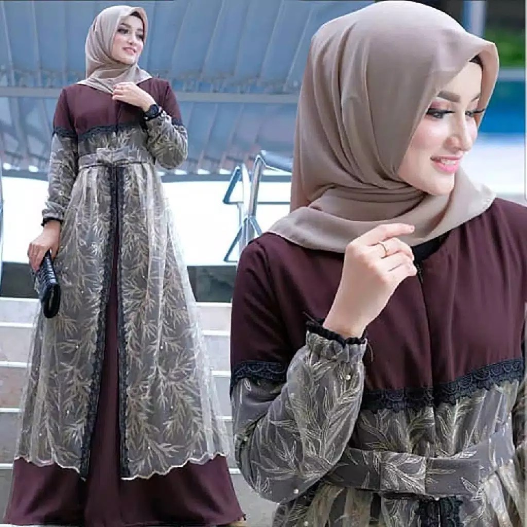 KALEA DRESS Bahan Moscrepe Mix Brukat Premium aplikasi Renda dan Mutiara Gamis Kekinian Terbaru 2020