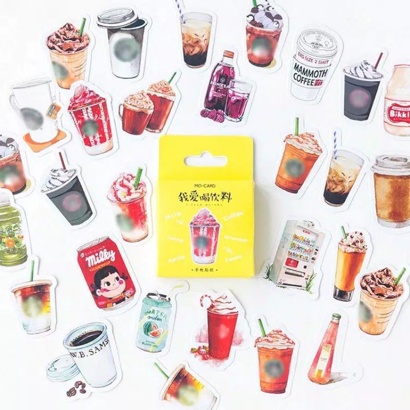 

[46 pcs] Sticker deco / sticker box coffee beverages aesthetic stiker set journal bujo tumblr