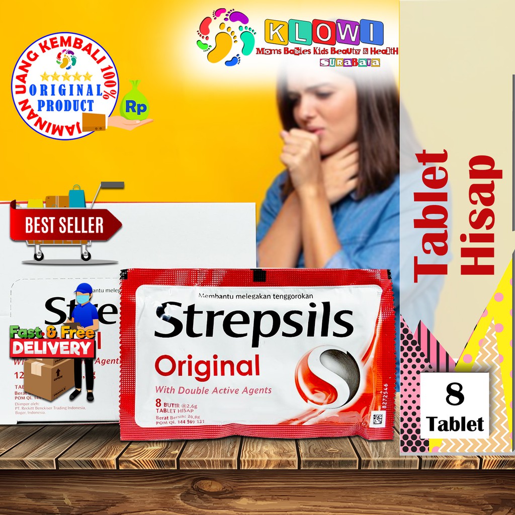 Strepsils Original 8 Tablet Hisap - Rasa Original / Melegakan Tenggorokan / Permen