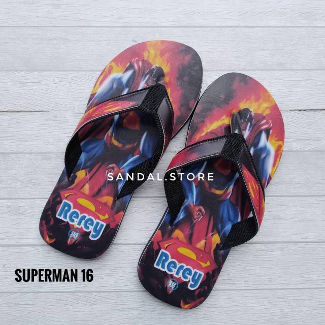 SANDAL CUATOM NAMA KARAKTER SUPERMAN ANAK/DEWASA FREE CUSTOM SUKA SUKA