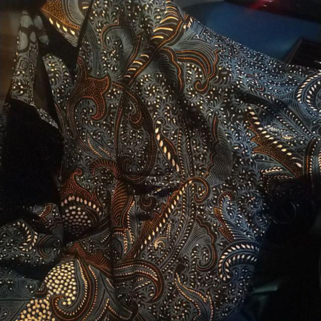 Hem Batik Solo Murah Lengan Panjang Full Furing Nisworo Biru / Batik Katun Sragenan High Quality