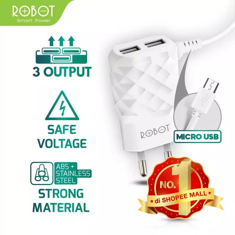 Robot Charger RT-K5 Dual USB Output Charge 3 Devices at the same time White