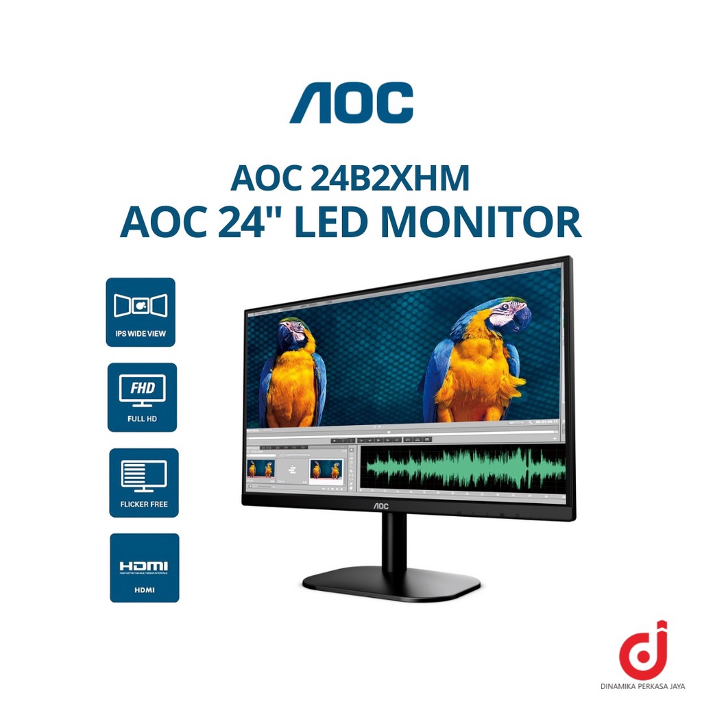 Monitor LED AOC 24B2XHM 24 inch VA 1080p 75Hz VGA HDMI