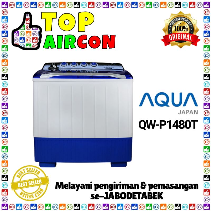 MESIN CUCI AQUA 2 TABUNG QW - P 1480T 14kg mesin cuci Aqua 14kg.