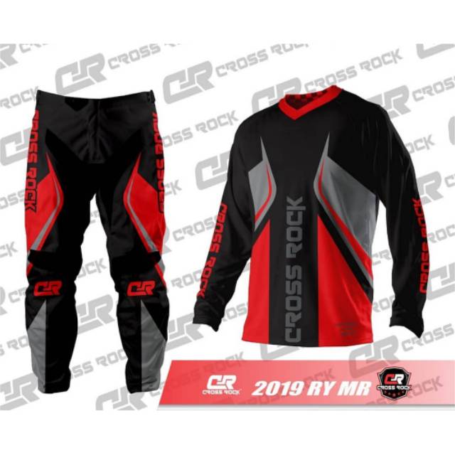 Jersey Set Cross Rock Pakaian Olahraga Motor Trail