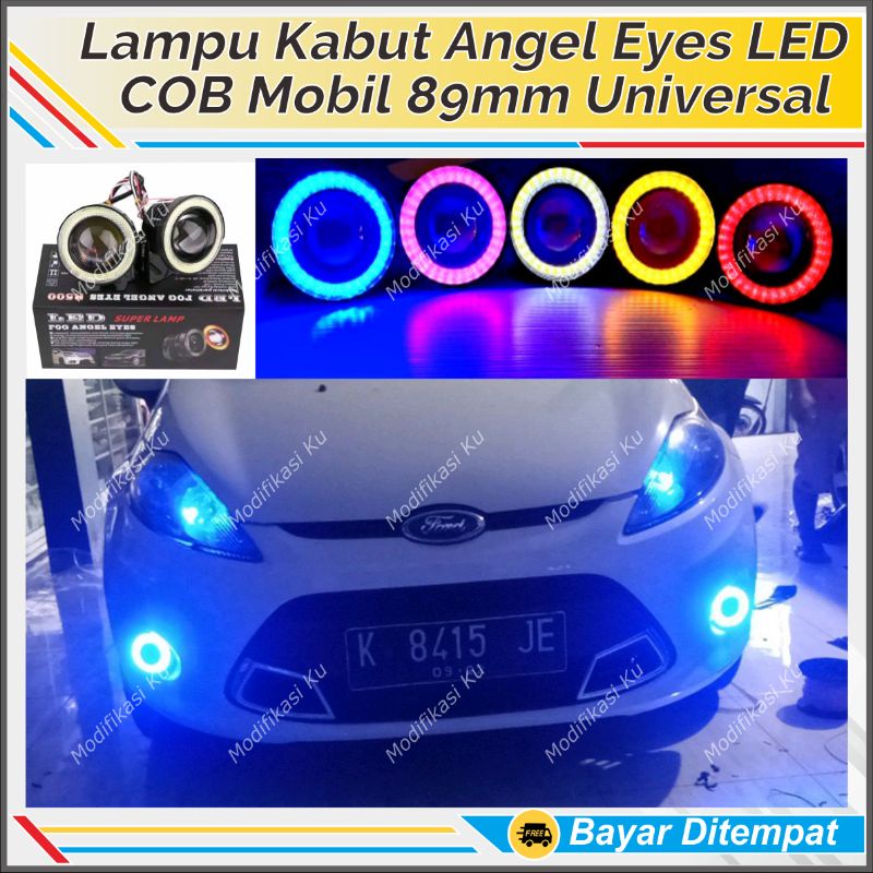 LAMPU LED FOGLAMP ANGEL EYE MOBIL PROJIE TEMBAK KABUT + 89 MM 89MM 2 MODE TERMURAH : AVANZA XENIA HO