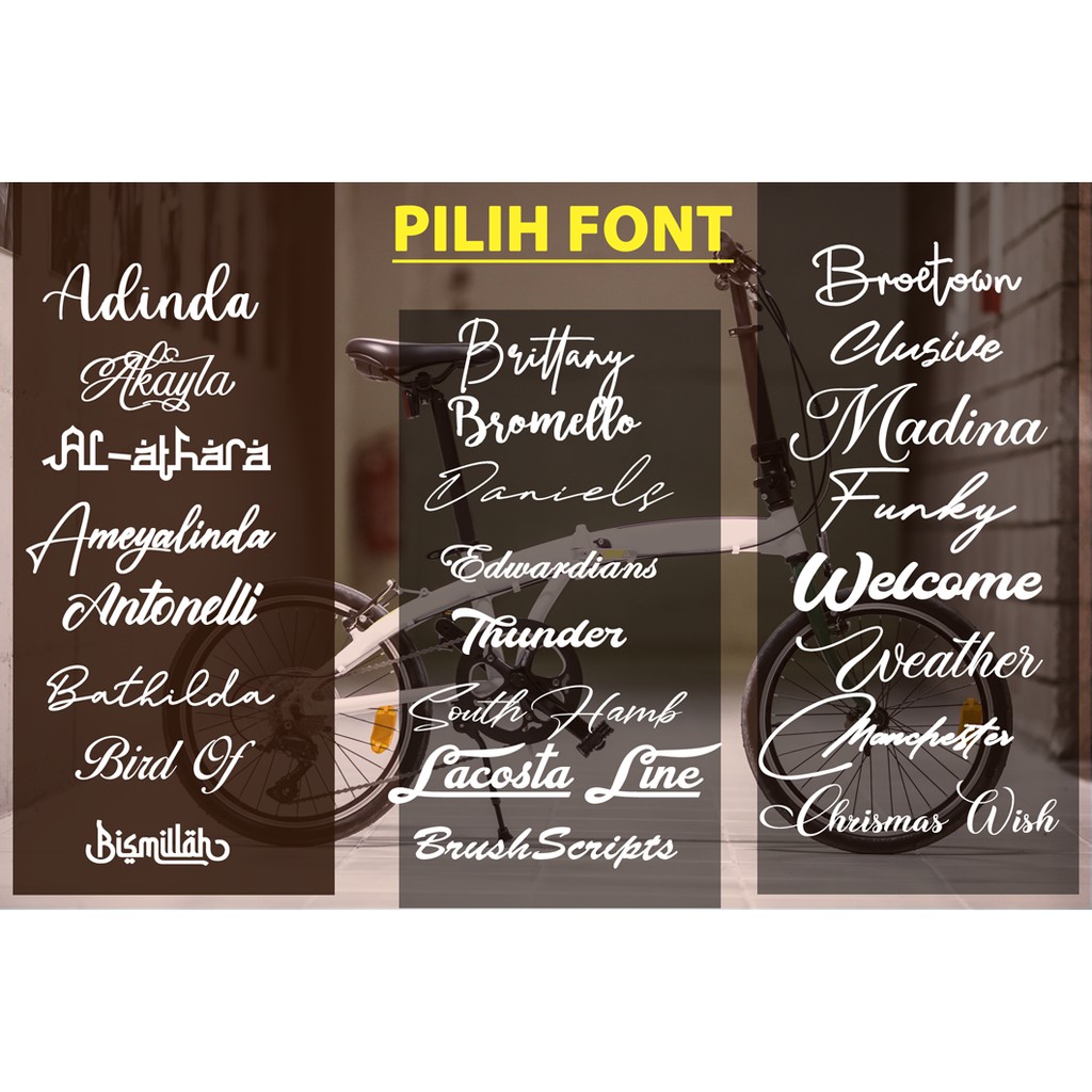 Cutting Sticker Frame Sepeda Custom Nama