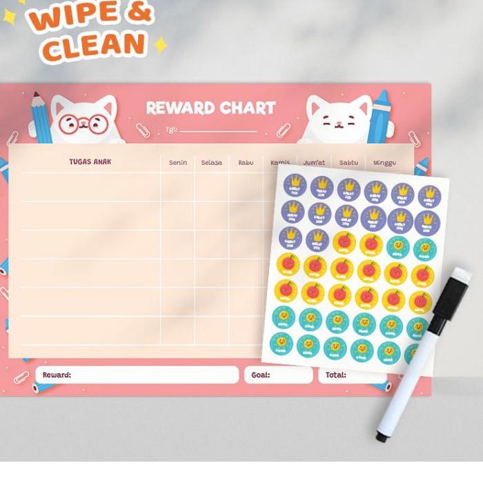 

ㅌ Reward Chart Anak Wipe and Clean ➹