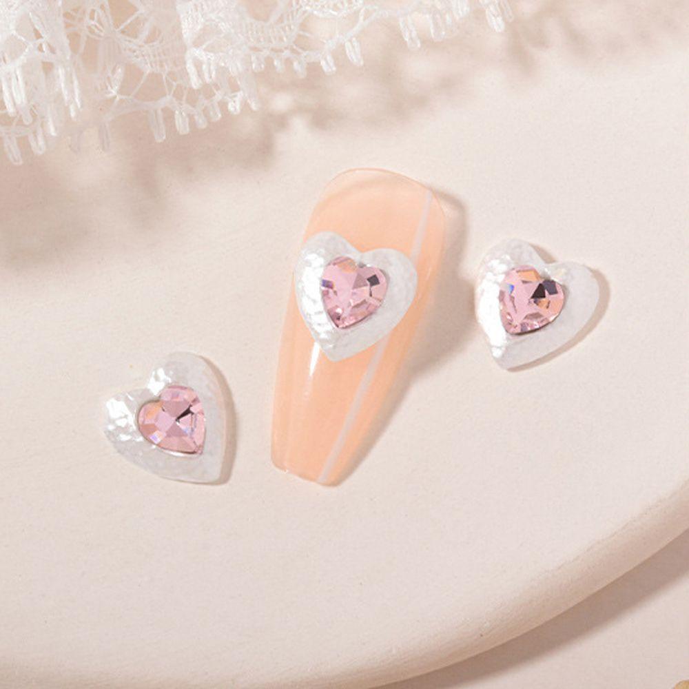 Mxbeauty Heart Nail Art Rhinestones Korea Cinta Hati Warna-Warni Fashion Perhiasan Kuku 3D