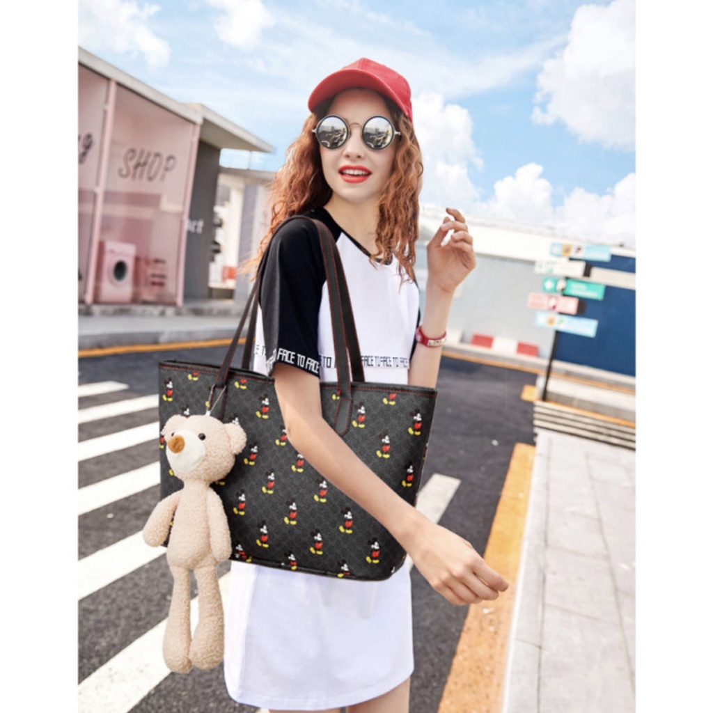 BJ64600 - BLACK/BROWN/GRAY - TAS BAHU MICKEY SHOULDER BAG FREE BONEKA IMPORT TAS WANITA FASHION IMPORT MODIS ELEGAN TERMURAH TERLARIS TERBARU BAGSTORE JAKARTA TAS BATAM ZCJ4600