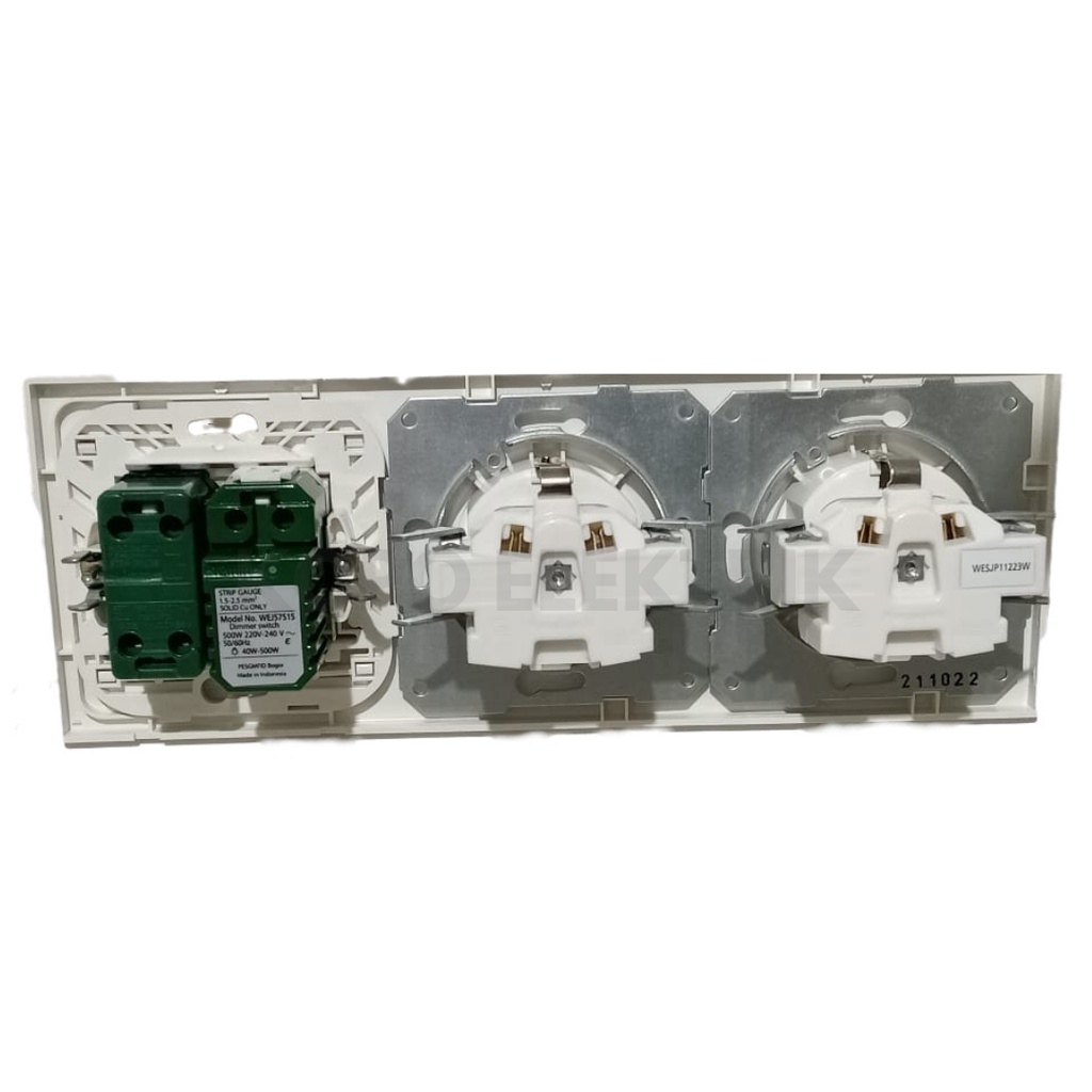 Panasonic Stop Kontak Double + Dimmer + Saklar Tunggal Tanam Style White
