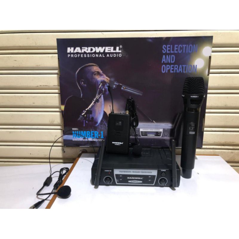 mic wireless Hardwell Number1.mic pegang+jepit+bando