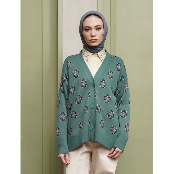 Preloved aleza label - ave knit sweater emerald