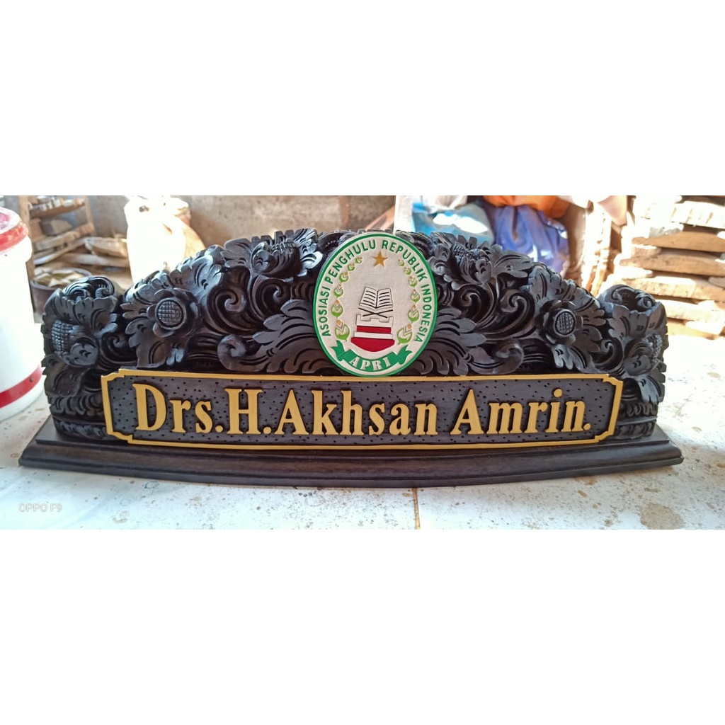 Papan nama LOGO CUSTOM name plate ukiran bali isi logo lambang kualitas ukiran Premium