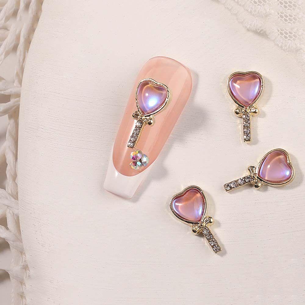 AUGUSTINA Agustinina Perhiasan Kuku Kristal Wanita Resin Manciure|Color 3D Nail Charm Glitter Hiasan Kuku Aksesoris Kuku Hati