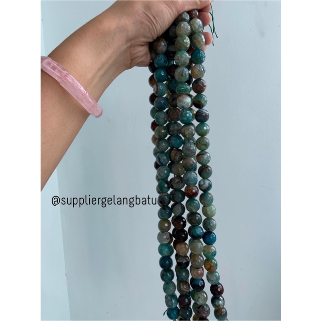 batu AQUAMARINE SERAT BIRU FACETED 16mm cutting UKIR gelang kalung