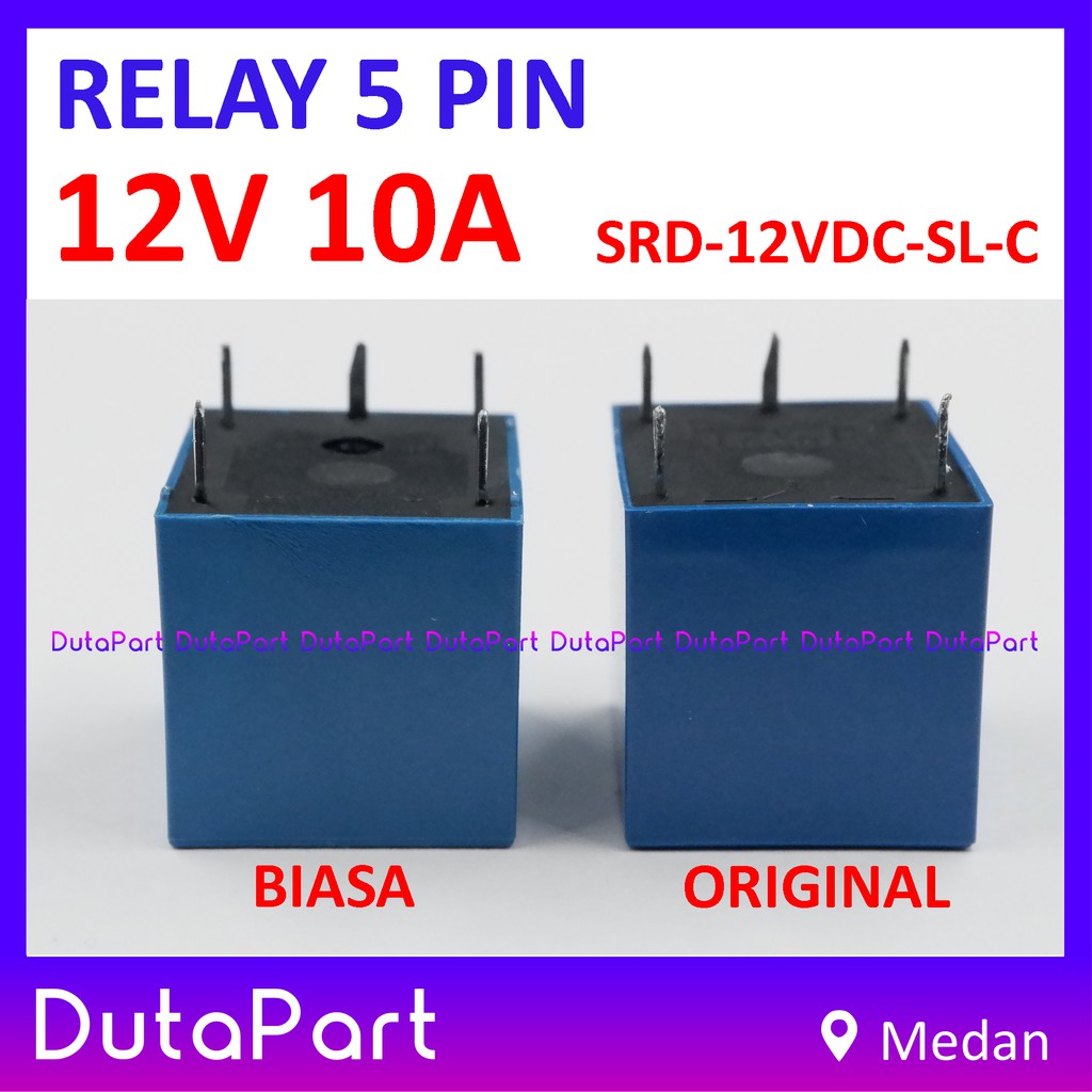 Relay 12V 10A ORIGINAL SONGLE SRD-12VDC-SL-C 5 PIN Kaki 5P